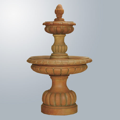 A two-tiered fountain made of Ambra stone.