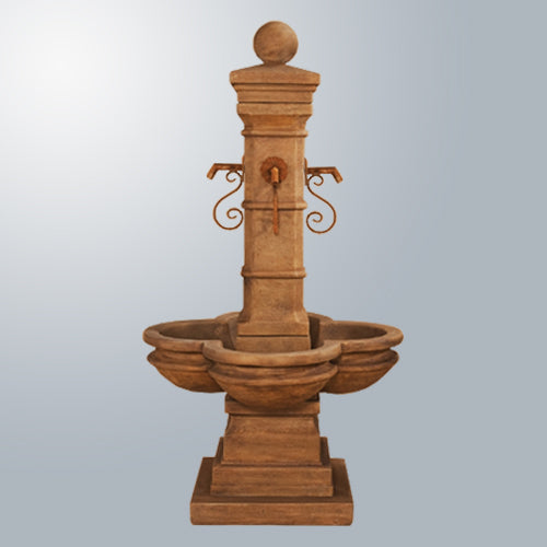 Avignon Courtyard Fountain with Rustic Iron Spouts