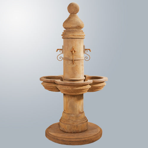 Rustic iron spouts on a Beaumont fountain