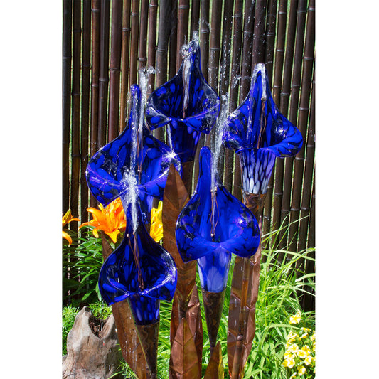 50-inch Copper Blue Iris Flower Garden Fountain