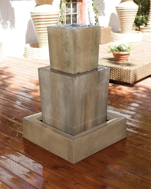A double obtuse garden water fountain.