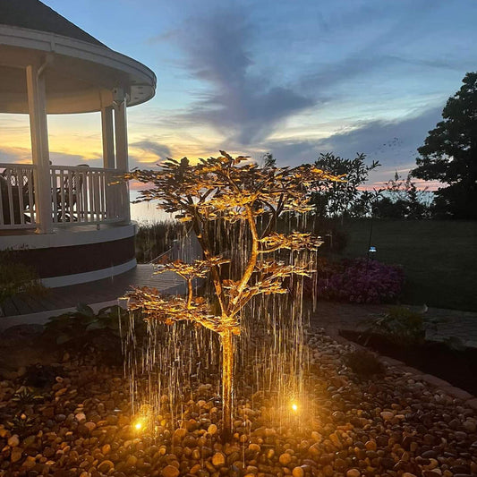 70-inch copper extra tall maple tree outdoor garden fountain