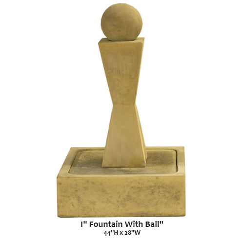 A fountain with a large sphere at the top