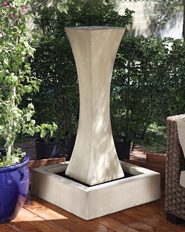 A garden water fountain.