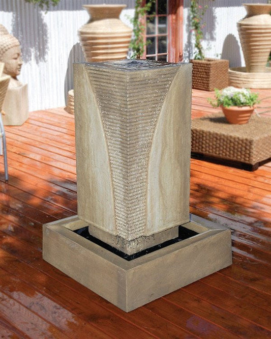 Ribbed Monolith Garden Water Fountain