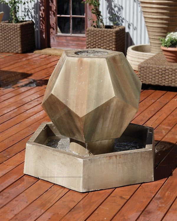 A twelve-sided garden water fountain.