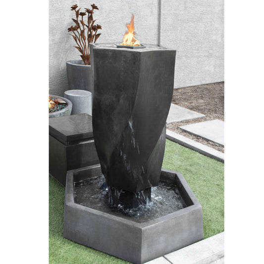 A vortex fountain with fire
