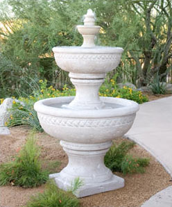 Three-tiered concrete fountain